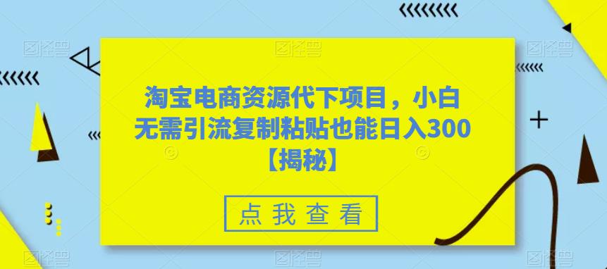 淘宝电商资源代下项目，小白无需引流复制粘贴也能日入300＋【揭秘】-林文副业站