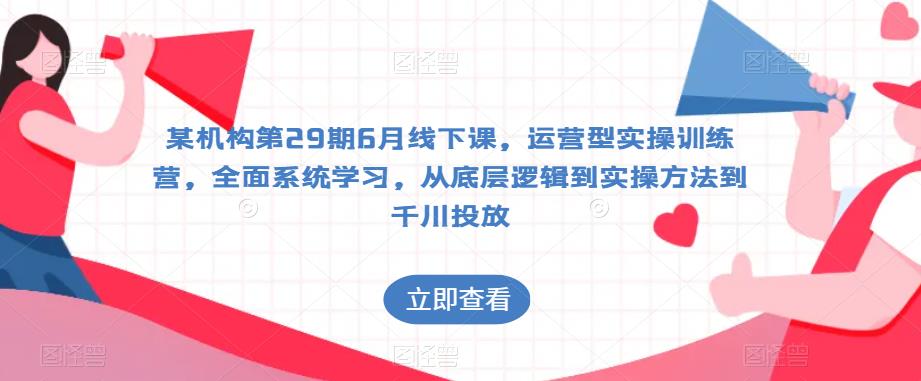 某机构第29期6月线下课，运营型实操训练营，全面系统学习，从底层逻辑到实操方法到千川投放-林文副业站
