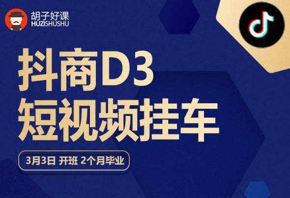 胡子好课 抖商D3短视频挂车：内容账户定位+短视频拍摄和剪辑+涨粉短视频实操指南等-林文副业站