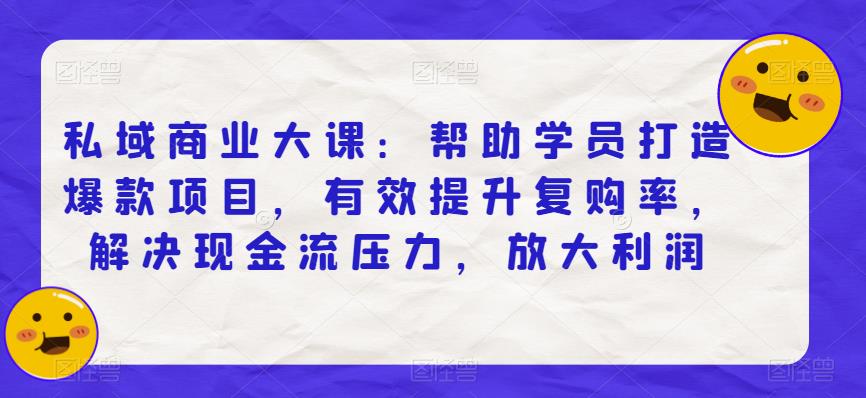 私域商业大课：帮助学员打造爆款项目，有效提升复购率，解决现金流压力，放大利润-林文副业站