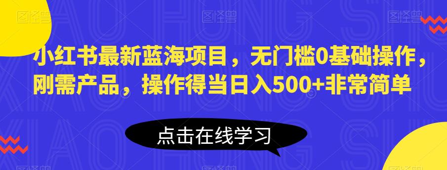 小红书最新蓝海项目，无门槛0基础操作，刚需产品，操作得当日入500+非常简单【揭秘】-林文副业站