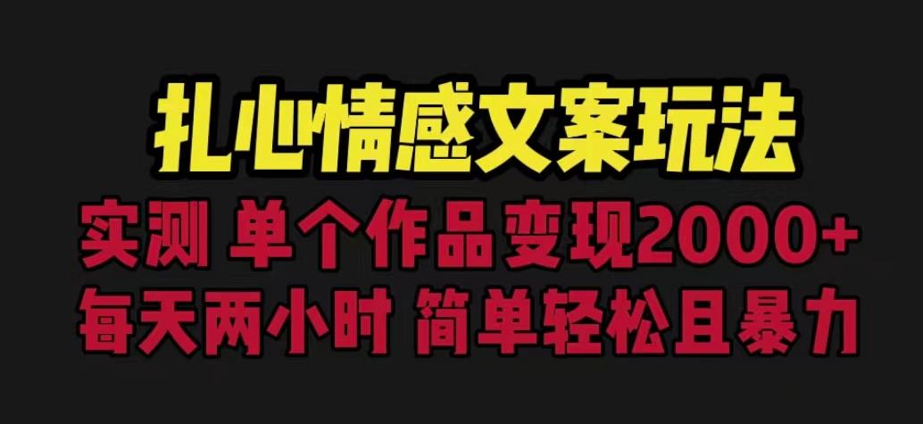 扎心情感文案玩法，单个作品变现5000+，一分钟一条原创作品，流量爆炸【揭秘】-林文副业站
