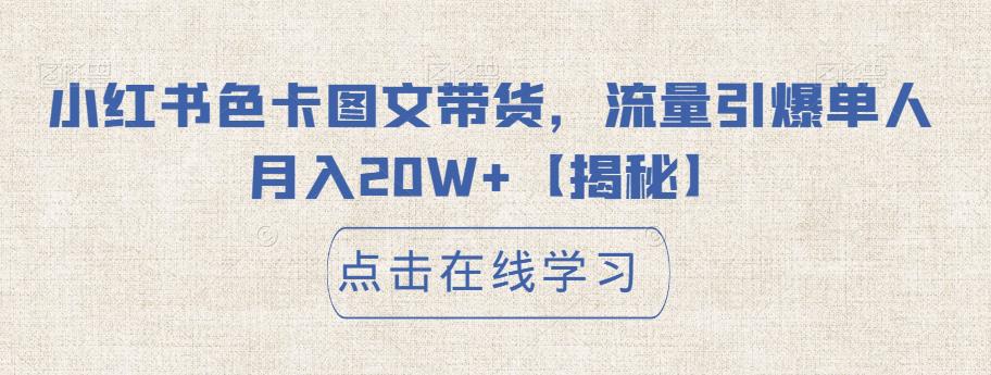 小红书色卡图文带货，流量引爆单人月入20W+【揭秘】-林文副业站