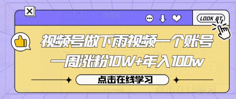 视频号做下雨视频一个账号一周涨粉10W+年入100w【揭秘】-林文副业站
