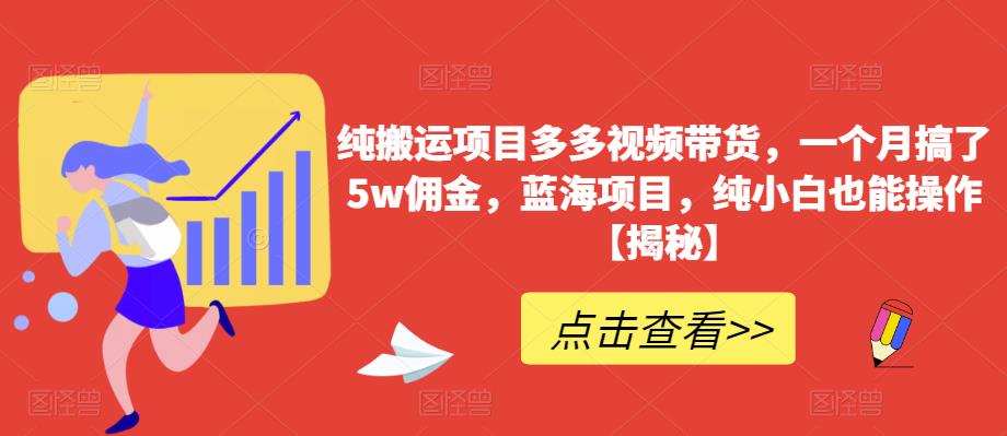 纯搬运项目多多视频带货，一个月搞了5w佣金，蓝海项目，纯小白也能操作【揭秘】-林文副业站