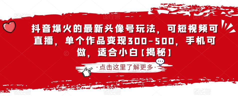 抖音爆火的最新头像号玩法，可短视频可直播，单个作品变现300-500，手机可做，适合小白【揭秘】-林文副业站