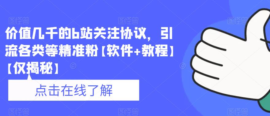 价值几千的b站关注协议，引流各类等精准粉【软件+教程】【仅揭秘】-林文副业站