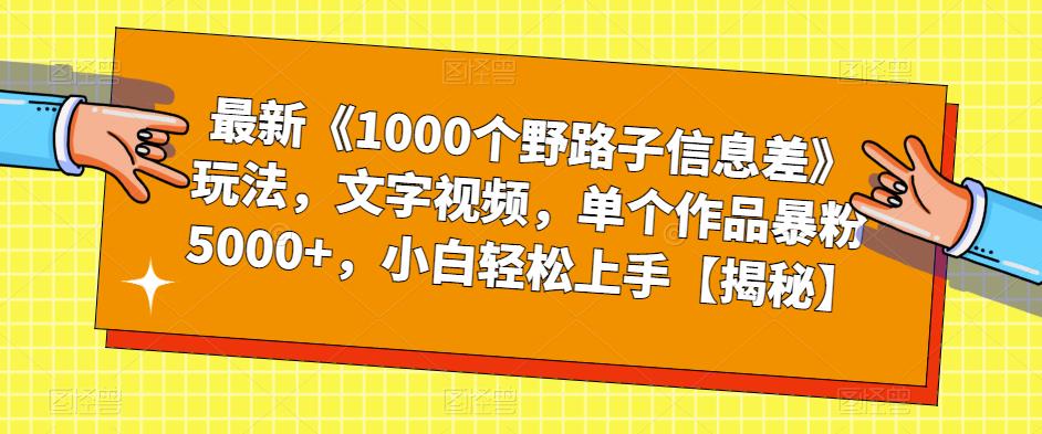 最新《1000个野路子信息差》玩法，文字视频，单个作品暴粉5000+，小白轻松上手【揭秘】-林文副业站