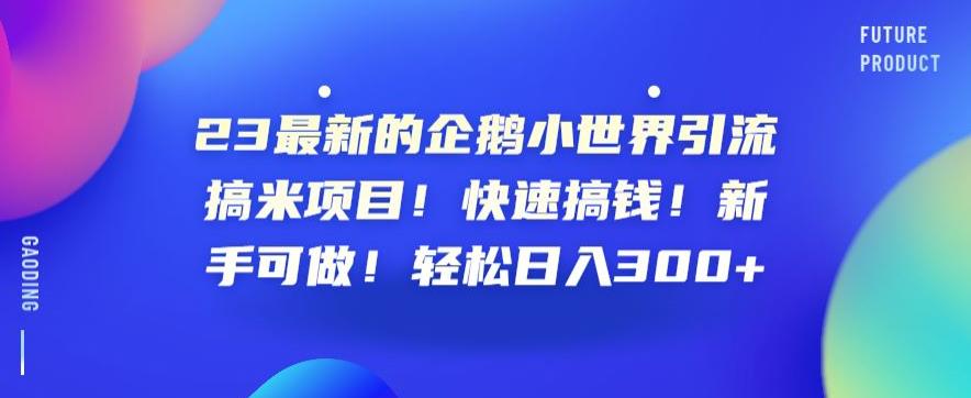 23最新的企鹅小世界引流搞米项目！快速搞钱！新手可做！轻松日入300+【揭秘】-林文副业站
