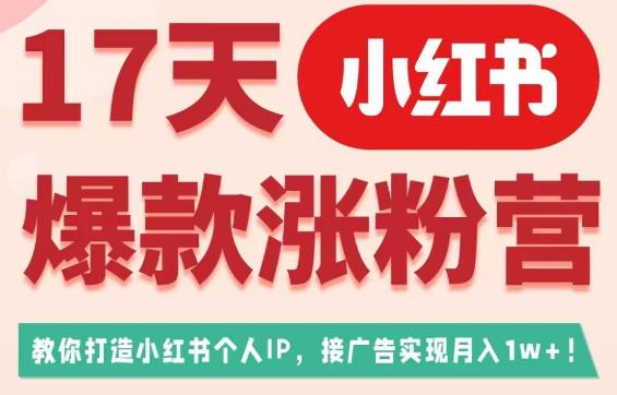17天小红书爆款涨粉营（广告变现方向），教你打造小红书博主IP、接广告变现的-林文副业站