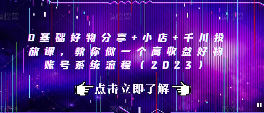 0基础好物分享+小店+千川投放课，教你做一个高收益好物账号系统流程（2023）-林文副业站