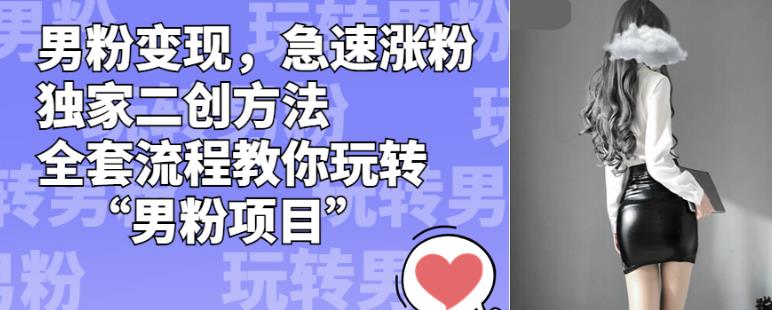 男粉变现，急速涨粉独家二创方法，全套流程教你玩转“男粉项目”【揭秘】-林文副业站
