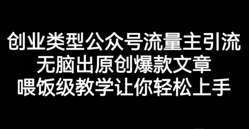 创业类型公众号流量主引流项目，无脑出原创爆款文章，喂饭级教学让你轻松上手【揭秘】-林文副业站