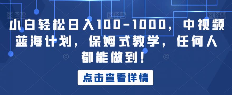 小白轻松日入100-1000，中视频蓝海计划，保姆式教学，任何人都能做到！【揭秘】-林文副业站