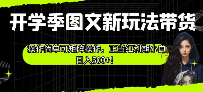 开学季图文新玩法带货，操作简单可矩阵操作，正当红利期小白日入500+！【揭秘】-林文副业站