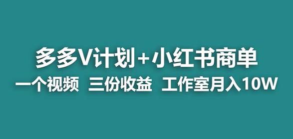 【蓝海项目】多多v计划+小红书商单一个视频三份收益工作室月入10w-林文副业站