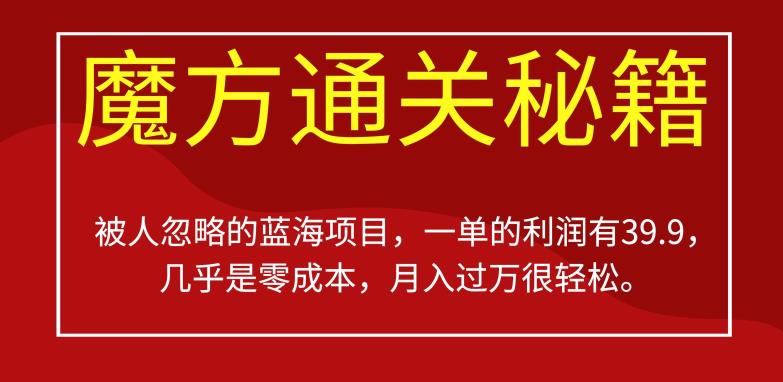 被人忽略的蓝海项目，魔方通关秘籍，一单的利润有39.9，几乎是零成本，月入过万很轻松【揭秘】-林文副业站