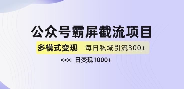 公众号霸屏截流项目+私域多渠道变现玩法，全网首发，日入1000+【揭秘】-林文副业站