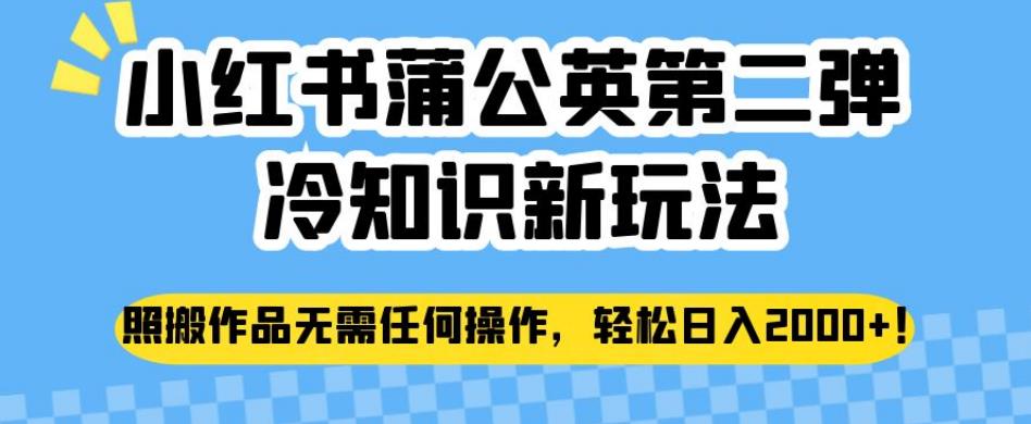 小红书蒲公英第二弹冷知识新玩法，照搬作品无需任何操作，轻松日入2000+【揭秘】-林文副业站