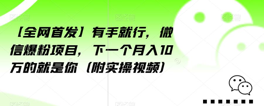 【全网首发】有手就行，微信爆粉项目，下一个月入10万的就是你（附实操视频）【揭秘】-林文副业站