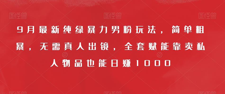 9月最新纯绿暴力男粉玩法，简单粗暴，无需真人出镜，全套赋能靠卖私人物品也能日赚1000-林文副业站