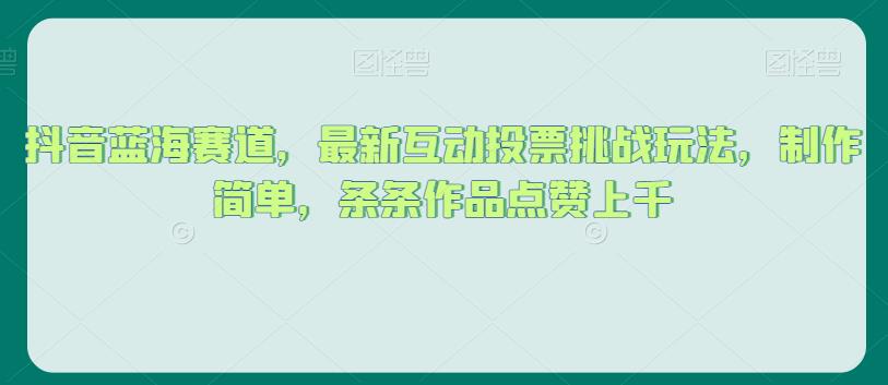 抖音蓝海赛道，最新互动投票挑战玩法，制作简单，条条作品点赞上千【揭秘】-林文副业站