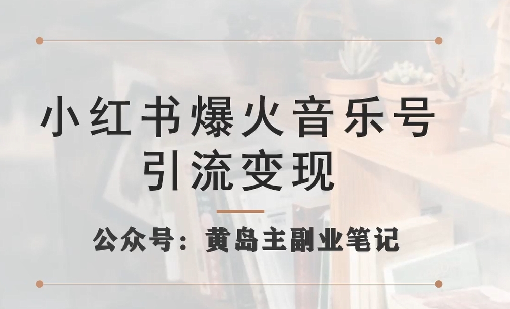 小红书爆火音乐号引流变现项目，视频版一条龙实操玩法分享给你-林文副业站