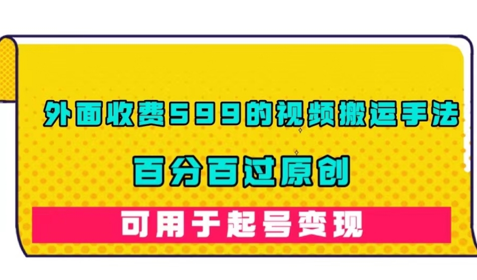 外面收费599的视频搬运手法，百分百过原创，可用起号变现【揭秘】-林文副业站