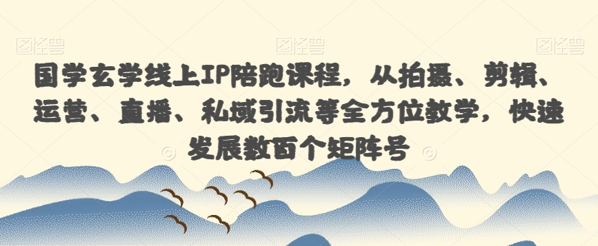 国学玄学线上IP陪跑课程，从拍摄、剪辑、运营、直播、私域引流等全方位教学，快速发展数百个矩阵号-林文副业站