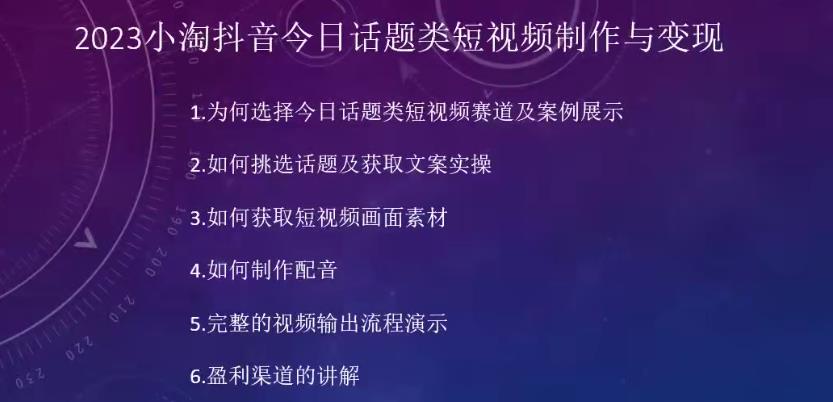2023小淘抖音今日话题类短视频制作与变现，人人都能操作的短视频项目-林文副业站