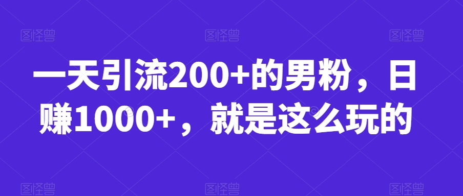一天引流200+的男粉，日赚1000+，就是这么玩的【揭秘】-林文副业站