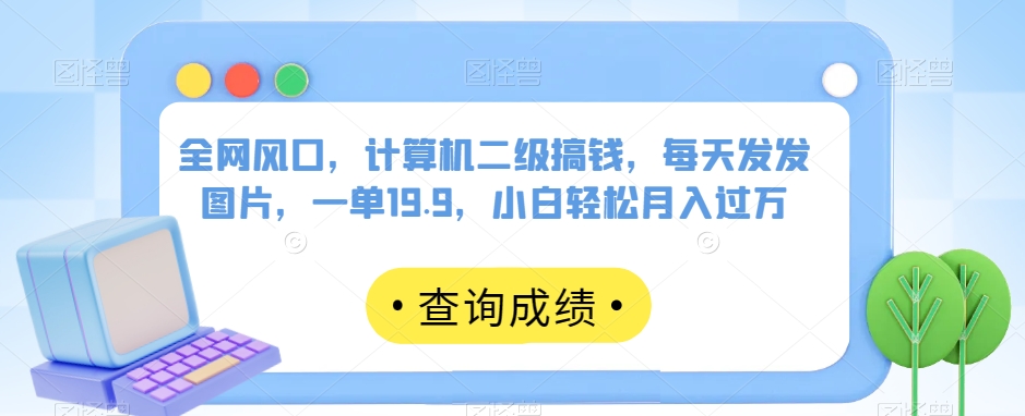 全网风口，计算机二级搞钱，每天发发图片，一单19.9，小白轻松月入过万【揭秘】-林文副业站