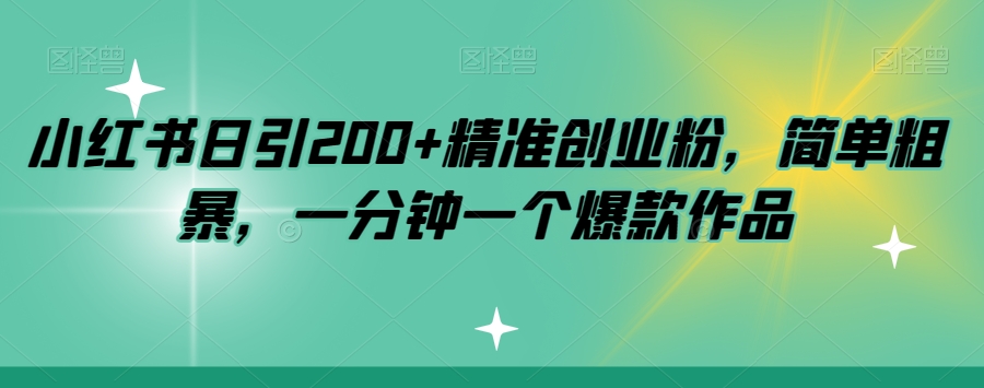 小红书日引200+精准创业粉，简单粗暴，一分钟一个爆款作品【揭秘】-林文副业站