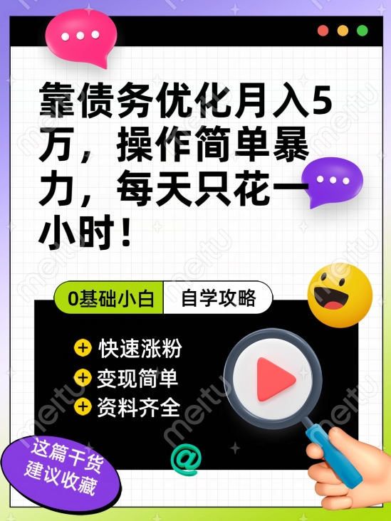 靠债务优化月入五万，每天只要花两个小时，多种方式轻松变现【揭秘】-林文副业站