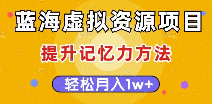 蓝海虚拟资源项目，提升记忆力方法，多种变现方式，轻松月入1w+【揭秘】-林文副业站