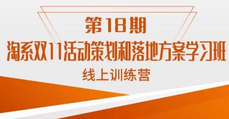 南掌柜·淘系双11活动策划和落地方案线上课18期-林文副业站