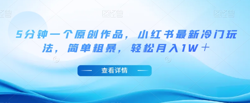 5分钟一个原创作品，小红书最新冷门玩法，简单粗暴，轻松月入1W＋【揭秘】-林文副业站