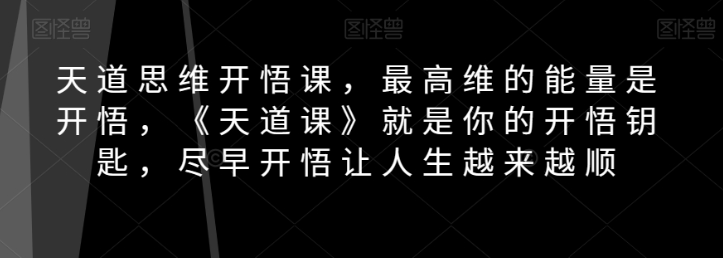 天道思维开悟课，最高维的能量是开悟，《天道课》就是你的开悟钥匙，尽早开悟让人生越来越顺-林文副业站