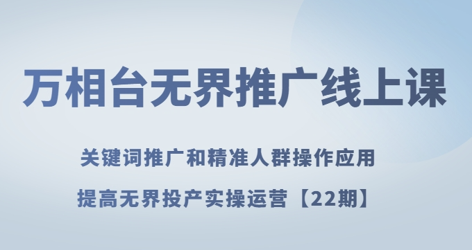 万相台无界推广线上课关键词推广和精准人群操作应用，提高无界投产实操运营【22期】-林文副业站