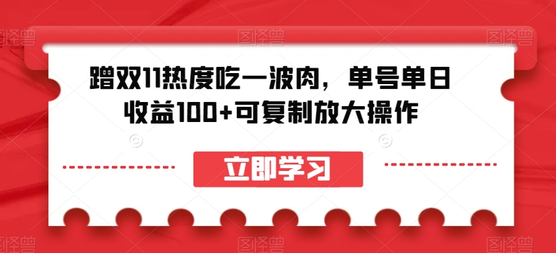蹭双11热度吃一波肉，单号单日收益100+可复制放大操作【揭秘】-林文副业站