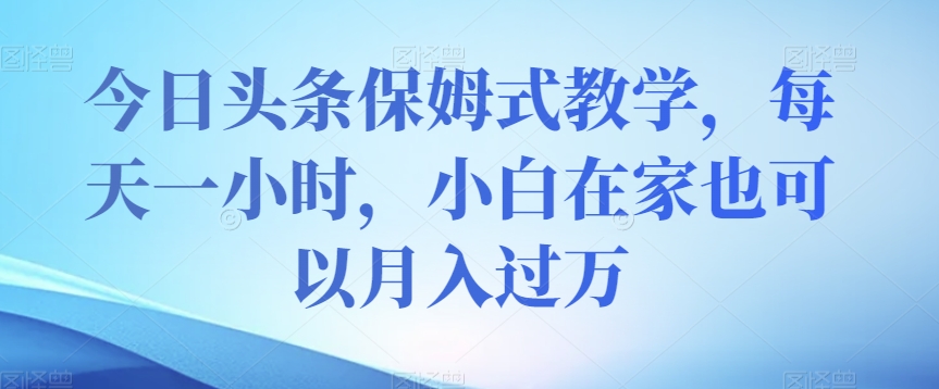 今日头条保姆式教学，每天一小时，小白在家也可以月入过万【揭秘】-林文副业站