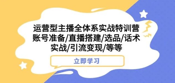 运营型主播全体系实战特训营，账号准备/直播搭建/选品/话术实战/引流变现/等等-林文副业站