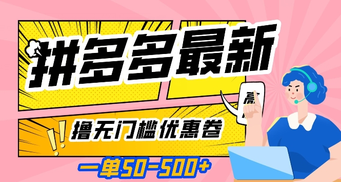 一单50—500加，拼多多最新撸无门槛优惠卷，目前亲测有效【揭秘】-林文副业站