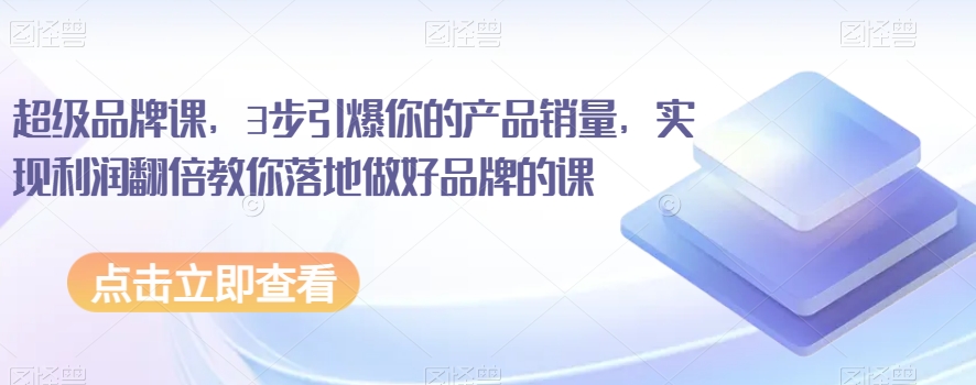 超级品牌课，3步引爆你的产品销量，实现利润翻倍教你落地做好品牌的课-林文副业站