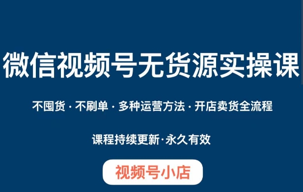 微信视频号小店无货源实操课程，​不囤货·不刷单·多种运营方法·开店卖货全流程-林文副业站