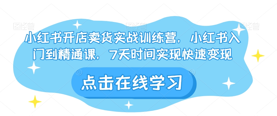 小红书开店卖货实战训练营，小红书入门到精通课，7天时间实现快速变现-林文副业站