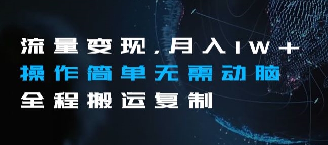 流量变现，月入1W+操作简单无需动脑全程搬运复制【揭秘】-林文副业站