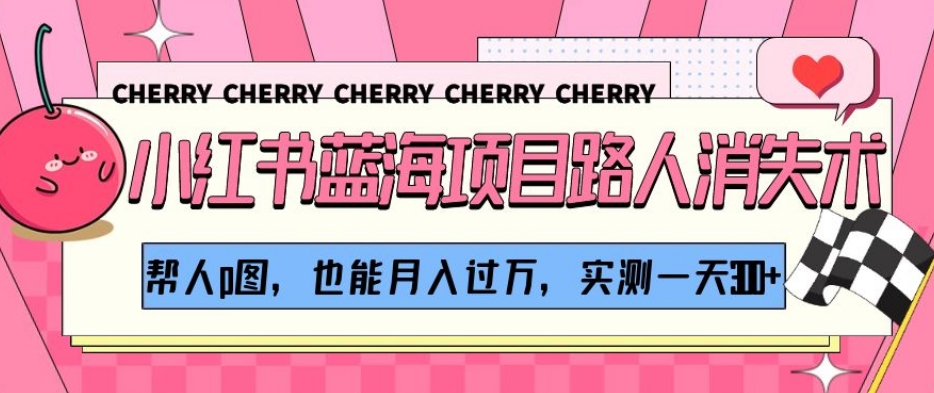 小红书蓝海项目路人消失术，帮人p图，也能月入过万，实测一天300+【揭秘】-林文副业站