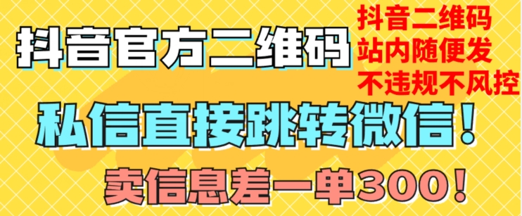 价值3000的技术！抖音二维码直跳微信！站内无限发不违规！-林文副业站