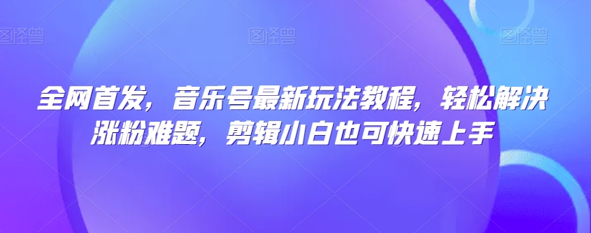 全网首发，音乐号最新玩法教程，轻松解决涨粉难题，剪辑小白也可快速上手-林文副业站